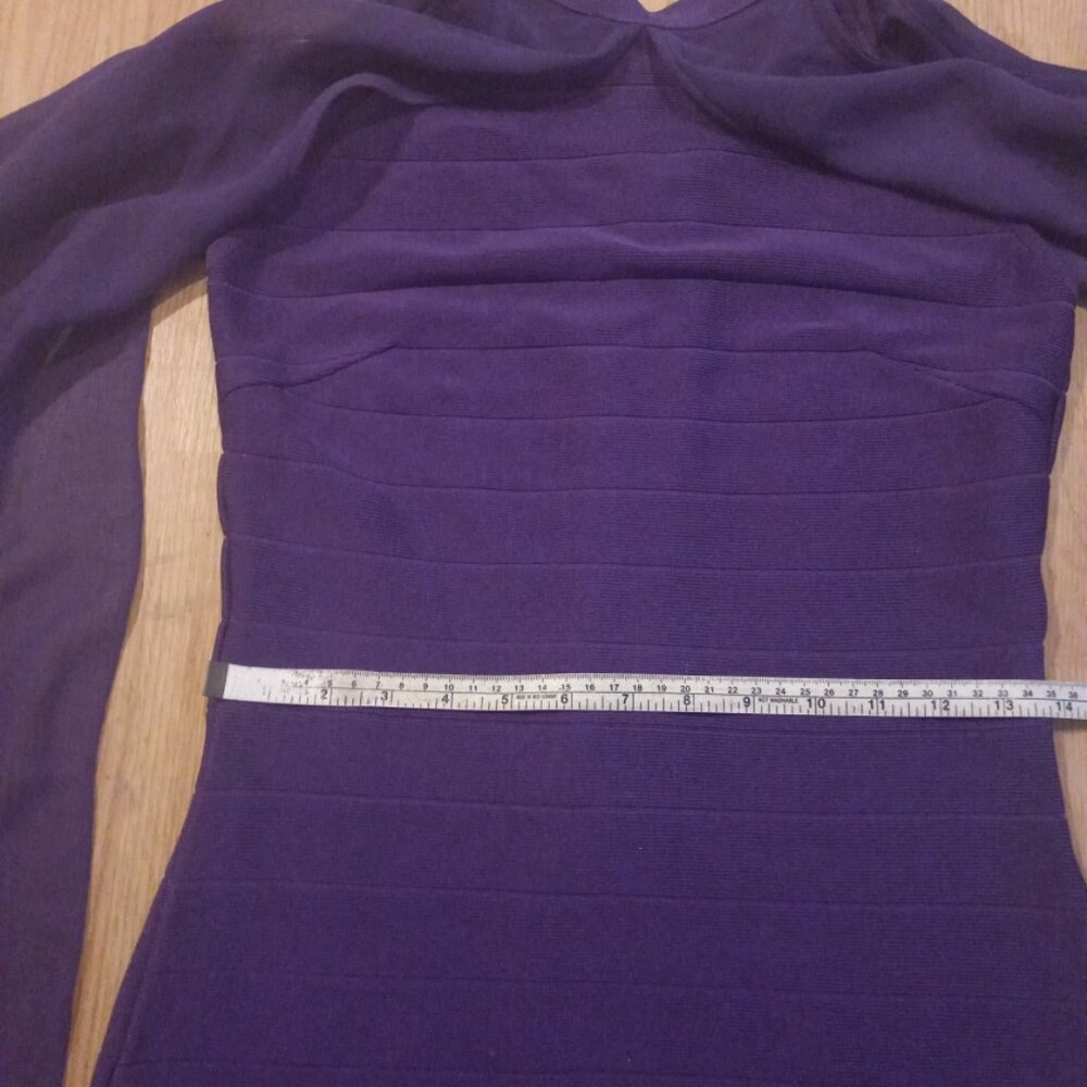 Venus Purple Chiffon Sheer Overlay Bodycon Bandage Dress Size 4 - Picture 4 of 6